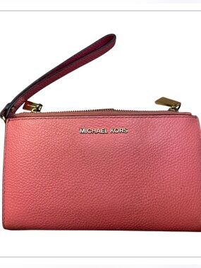 MICHAEL KORS Jet Set Travel Wristlet Clutch Women Leather Bifold Wallet Pink